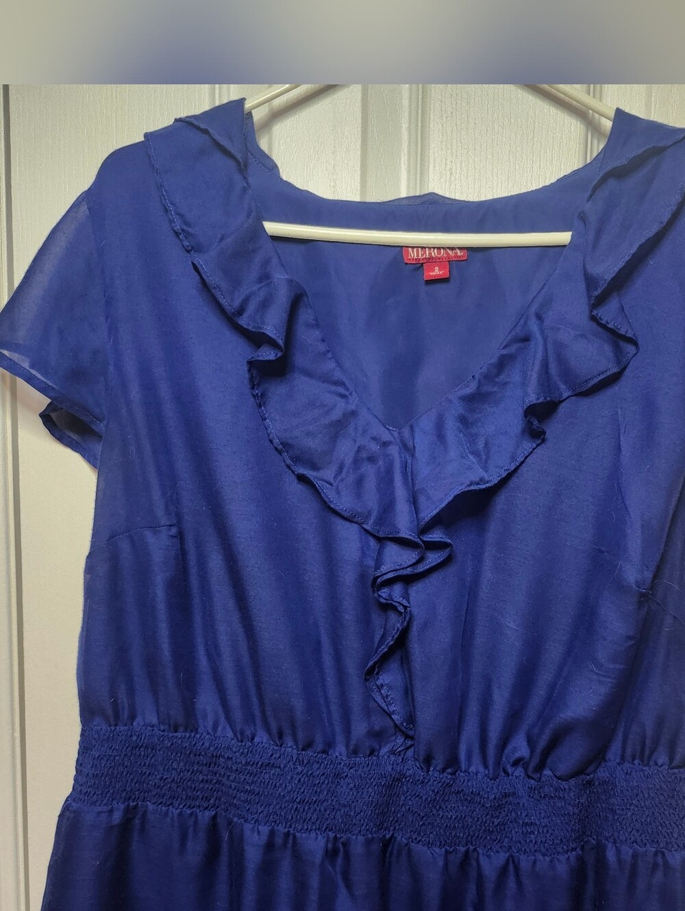 Merona Royal Blue Ruffle-Trim Midi Dress - Picture 2 of 8